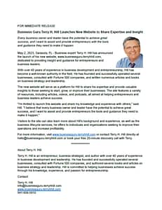 Business expert Terry H. Hill has announced the launch of his new website, www.businessguru-terryhhill.com